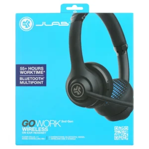 JLab Go Work 2nd Gen Wireless On-Ear Headset with Boom Mic and Bluetooth Connectivity